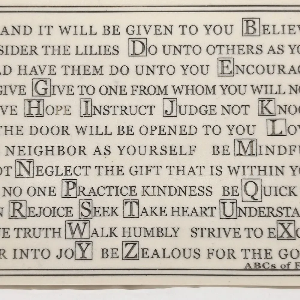 Abcs ABC'S Alphabet of Faith Marble Plaque Stand Up Sign Wall Decor R.Stewart 06